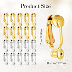 20 Pcs Clip On Earring Converter, Earring Converters Pierced to Clip, Non-Pierced Ear Clips, Stud Clip-On Findings, Components Findings with Post for None Pierced Ears, Gold & Silver