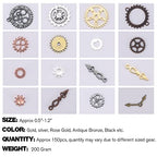 BigOtters 200 Gram Antique Steampunk Gear,Mix Steampunk Wheel Alloy Gear Pendants Charms for Crafting Jewelry Making