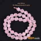 GEM-Inside Natural 10mm Pink Rose Quartz Gemstone Loose Beads Faceted Cambay Crystal Energy Stone Power for Jewelry Making 15" - color: Pink Rose Quartz, size: 10mm