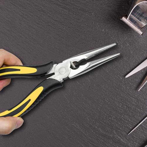 Premium Long Needle Nose Pliers-6''&8'', Paper Clamp Precision, High Carbon Steel, Soft Grip with Wire Cutter, Long Nose Cutting Pliers for Home, Fishing, Jewelry, Crafts,2pcs - style: 6in+8in