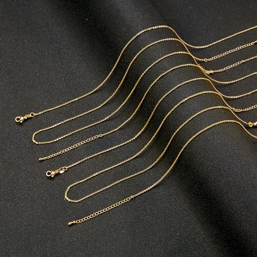 10 Pieces Oval Jewelry Making Chains 18K Gold Plated Necklaces Bulk with Extender Chains - color: Gold Oval