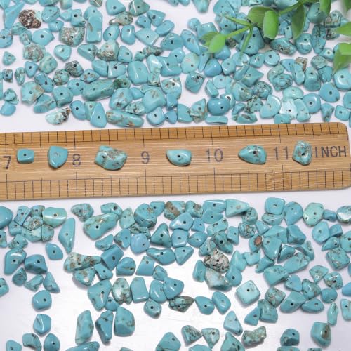 400pcs Turquoise Irregular Chip Stone Beads 5-8mm Pre-drilled Loose Beads for Jewelry Making DIY Necklace Bracelet Earrings Art Crafts - color: Turquoise Blue (2 Strands-62")