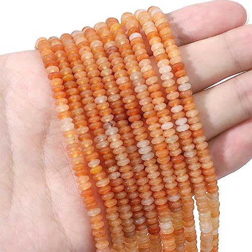 BEADIA Natural Red Aventurine Disk Stone Beads 4x2mm 160pcs Rondelle Loose Semi Gemstone Beads for Jewelry Making Design - color: Red Aventurine