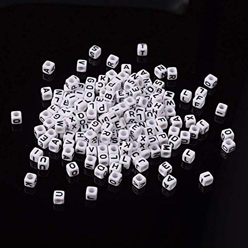 FASHEWELRY 300Pcs Cube White Acrylic Letter Beads 6x6mm Alphabet A-Z Spacer Beads for DIY Bracelet Necklace Jewelry Making - color: Mixed Letters, size: 6x6x6mm