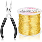 ModaCraft 22 Gauge Tarnish Proof Jewelry Wire Gold (164ft/50m) + 4-in-1 Professional Jewelry Pliers Set | Fade-Resistant Copper Craft Wire for Beading DIY Jewelry Making Supplies Kit - color: Gold, size: 22 Gauge