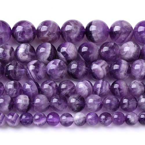 120PCS 6MM Purple Amethyst Dream Lace Beads Natural Quartz Crystal Stone Loose Beads for Jewelry Making DIY Bracelet Grade A+ - color: Purple Dream Lace Amethysts, size: 6mm (2 strands)
