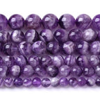 75PCS 10MM Purple Amethyst Dream Lace Beads Natural Quartz Crystal Stone Loose Beads for Jewelry Making DIY Bracelet Grade A+ - color: Purple Dream Lace Amethysts, size: 10mm (2 strands)