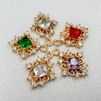 Zirconia Connector Charms Crystal Gold Plated Brass Links for Jewelry Making Bracelet Necklace Earring Pendant Craft Supplies DIY Accessories - color: RhombusA1-Mix-10Pcs