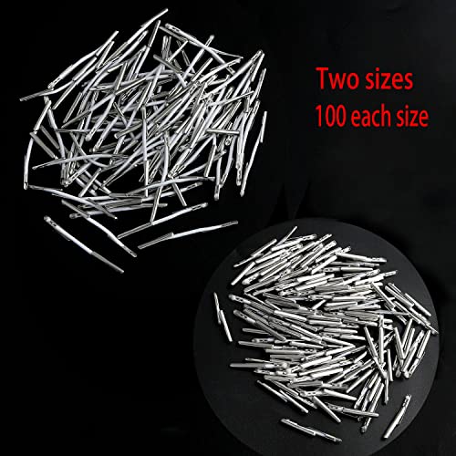 200PCS 1Inch and 1.8Inch White Elastic Barbed Cord Stretch Loop Band with Metal Ends, Stretch Cord with Metal Ends, Metal Barbs Barbed Fasteners for Binding Hanging Findings