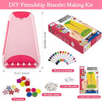Rdfmy Friendship Bracelet Making Kit for Girls, Arts and Crafts Bracelets String Maker Kit for Kids Ages 8-12 Christmas Birthday Gifts - color: Pink with Red