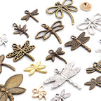 100g (50-80pcs) Mixed Styles Dragonfly Charms Tibetan Alloy Vintage Insect Pendants for DIY Necklace Bracelet Crafts Jewelry Making - style: Mixed Dragonfly Charms