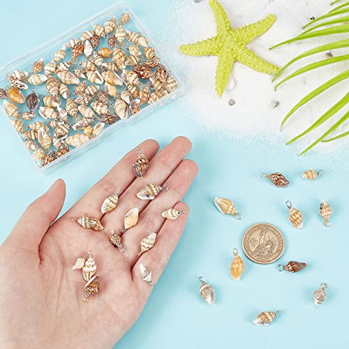 PH PandaHall Shell Pendants Spiral Seashells Craft Charms Cowrie Sea Shells Pendant Natural Shell Charms Conch Shells with Loop Bail - color: Golden/Silver, size: 0.7~0.9 inch