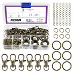 Swpeet 125Pcs Bronze Keychain Making Set, 25Pcs Swivel Lanyard Snap Hook, 25P Keychain Ring, 25P Extender Chains, 50P Open Jump Rings, Swivel Lobster Clasps, Keychains Clips - color: Qinggu