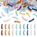 100 pcs Acrylic Tube Beads for Bracelets Curved Chunky Bamboo Tube Beads Two Tone Bangle Acrylic Bead for Jewelry Making Earring Crafts - color: Mixed Color-4