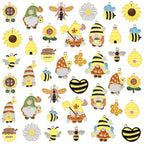 40Pcs Cartoon Enamel Bee Charms Set, 20 Styles Assorted Honeybee Honeycomb & Gnome Alloy Pendants for Jewelry Making Crafts DIY Necklace Bracelet Keychain Crafting Charms Kit