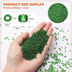 10000pcs Glass Seed Beads Bulk,2mm 12/0 Craft Seed Beads Small Pony Beads for DIY Craft Projects Bracelets Necklace Jewelry Making - Dark Green Waist Beads Spacer Beads with Tweezers - color: Dark Green, size: 2mm