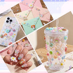 Sosation 3000 Pcs Junk Case Charms Kit, Pastel Pearls Resin Charms Cute Bedazzling Kit for Phone Case Decoration Spring Summer Bunny Sunflower Daisy Butterfly for Cellphone Nail DIY Craft Making