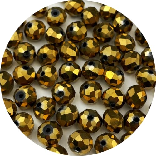 250pcs 6mm Crystal Glass Beads for Jewelry Making, Faceted Rondelle Glass Spacer Beads for Wind Chimes Bracelet Earring Necklace DIY Craft(Gold) - color: Gold, size: 6mm