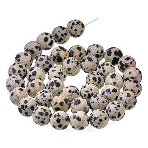 Natural Matte Gemstone Round Spacer Beads (4mm, Dalmation Jasper) - color: Dalmation Jasper, size: 4mm