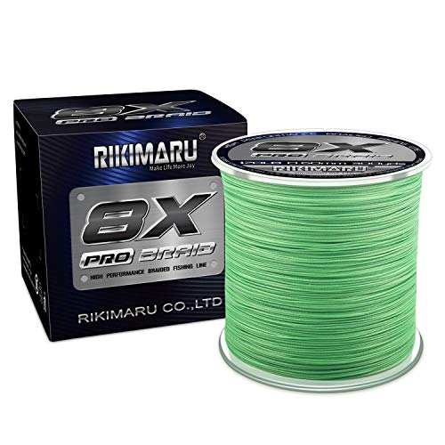 Rikimaru 8X Pro Braid Fishing Line 6LB-170LB, 300yds-1000yds Fluo-Green,Lemon Yellow,Plum Pink - color: Fluo-Green, size: 8LB(0.10mm)-300Yds