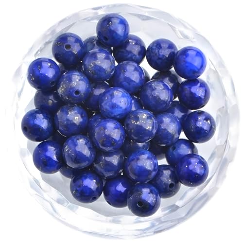 100pcs Natural Stone Beads 8mm Blue Lapis Lazuli Round Genuine Real Stone Beading Loose Gemstone Hole Size 1mm DIY Charm Smooth Beads for Bracelets Necklaces Earrings Jewelry Making Crafts - color: Blue Lapis Lazuli