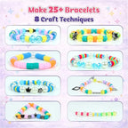Butterfly EduFields Bracelet Making Kit for Girls Ages 8-14 | 25+ DIY Bracelets, 8 Craft Styles, Storybook | DIY Jewelry Craft Kit for Girls with 200+ Pieces, Beads, Loom, Charms, Threads, Clay, Gems