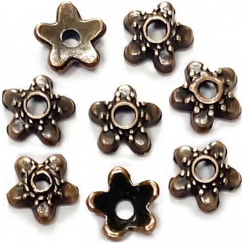 Heather's cf Flower Bead Caps Custom Fancy Charm Jewelry Making Spacer Kit Findings Bulk Vintage for Bracelets Earrings Necklaces Rings Beading Supplies Craft Non Tarnish DIY (Copper Star - 500 Pcs) - color: Copper star - 500Pc