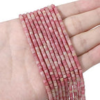BEADIA Natural Rhodochrosite Short Cylinder Beads 2x3mm 155pcs Tube Loose Semi Gemstone Beads for Jewelry Making Design - color: Rhodochrosite