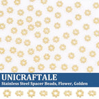 UNICRAFTALE 80pcs Stainless Steel Spacer Beads Flower Spacer Beads Mini Metal Beads Golden Daisy Beads Flower Shaped Loose Beads Accessories for Bracelets Necklaces Jewelry Making - size: 3mm