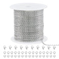 SMYHTGLIF 10 Meters Stainless Steel Jewelry Making Chains Silver Cable Rolo Chain with Lobster Clasps and Jump Rings for Jewelry Making - color: Rolo Silver