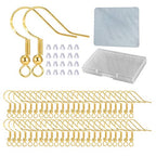 Hypoallergenic Gold Earring Hooks - 120 pcs/60 Pairs 18k Gold Nickel Free Ear Wires Fish Hooks for Jewelry Making, Jewelry findings Parts with 120 pcs Rubber Earring Backs Stopper for DIY Earrings - color: Regular 18K Gold 1