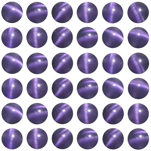 100pcs Violet Cat Eye Beads 8mm Round Semi Precious Stone Hole Size 1mm DIY Charm Spacer Beading Smooth Gemstone Loose Beads for Jewelry Making Bracelets Necklaces Earrings Crafting - color: Violet