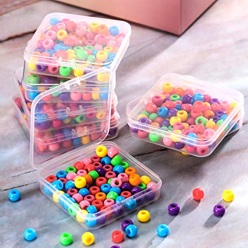 SATINIOR 12 Pack Clear Plastic Beads Storage Containers Box with Hinged Lid for Beads and More (2.75 x 2.75 x 0.67 Inch) - size: 2.75 x 2.75 x 0.67 Inch