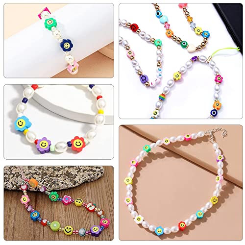 200 PCS Colorful Sun Flowers Beads 10mm Mixed Polymer Clay Smiley Face Beads for DIY Bracelet Necklace Earrings - color: Clay Sunflowers