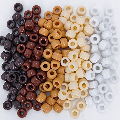 MIIIM 1000PCS 6x9mm Pony Beads Bulk, 5 Styles Brown Pony Beads for Bracelets Making Kit, Kandi, Hair Braids Crafts for Jewelry Making (Brown) - color: Brown