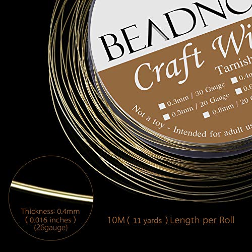 BEADNOVA Copper Wire Jewelry Wire Tarnish Resistant for Jewelry Making (Copper, 26 Guage 20m) - size: 0.4mm