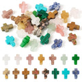 Beadthoven 30pcs Gemstone Cross Beads Small Stone Cross Spacer Beads Healing Crystal Jesus Crucifix Beads Natural Synthetic Gemstone Beads for Jewelry Making Necklace Bracelet Easter Beads Supplies - color: 0Cross Multicolor