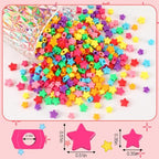 Augshy 700Pcs Star Pony Beads - Large Hole Star Shape Spacer Rainbow Beads for Birthday, 4th of July, Pride Party Decorate, Jewelry Making, Necklace, Friendship, Hair - style: Rainbow Star Style