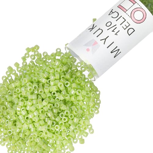 Miyuki Delica Seed Beads – Size 11/0 (1.6 mm), DB0169, Opaque Chartreuse AB, 7.2 g, Approx. 1440 Beads, Made in Japan - color: DB0169 - Opaque Chartreuse AB