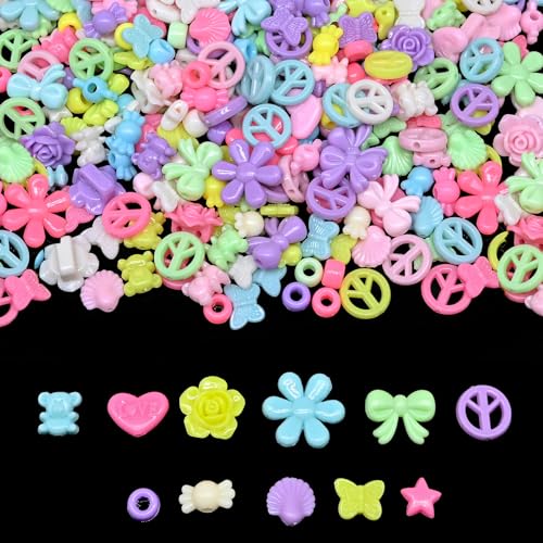 Candy Acrylic Beads for Bracelet Making kit, 200g+ 11-Style, Assorted Kandi Pony Kawaii Charms Bead DIY Craft Supplies for Jewelry Keychain Necklaces (Mixed II Candy Color, 440+Pcs, 0.45lb.) - color: Mixed II Candy color