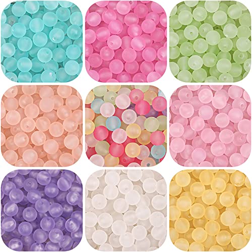230PCS 8mm Acrylic Round Beads - Matte Rose Red Frosted Beads for Jewelry, Craft, and Necklace Making - color: Rose Red, size: 8MM
