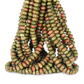 ICAI Beads 5x8mm Natural Stone Beads Rondelle Spacer Loose Beads for Jewelry Making DIY Crafts Design 1 Strand 15" APPR(Unakite, 5x8) - color: Kambaba Jasper, size: 5x8