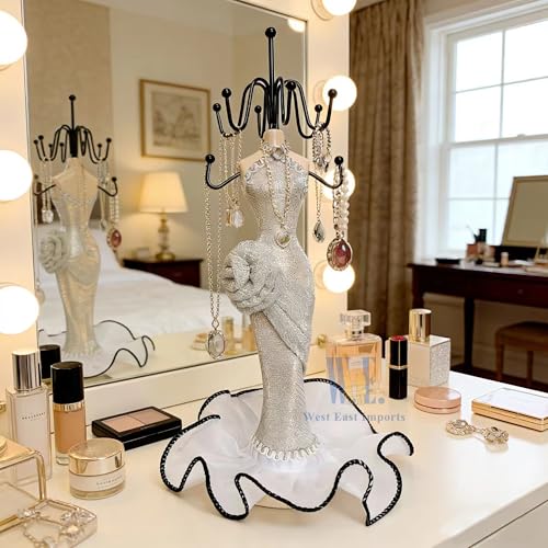 2 PCS Set Jewlery Display Shoe Ring Holder - Mannequin Necklace Display Bracelet Orgaziner (Silver) - color: Silver