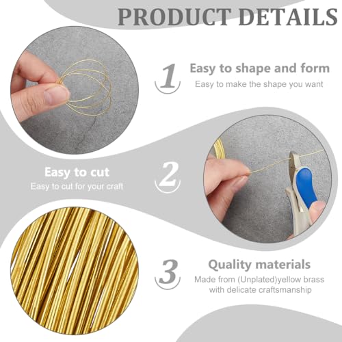 BENECREAT 65.6 Feet 23 Gauge(0.6mm) Brass Craft Jewelry Wire Gold Artistic Beading Wire Tarnish Resistant Copper Wire for Jewelry Beading Craft Making Ring Earrings DIY - size: 23 Gauge