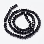 10 Strands Briolette Faceted Rondelle Glass Beads 8x6mm Opaque Glass Tiny Loose Beads 720pcs for Bracelets Jewelry Making - color: Black, size: 8x6mm
