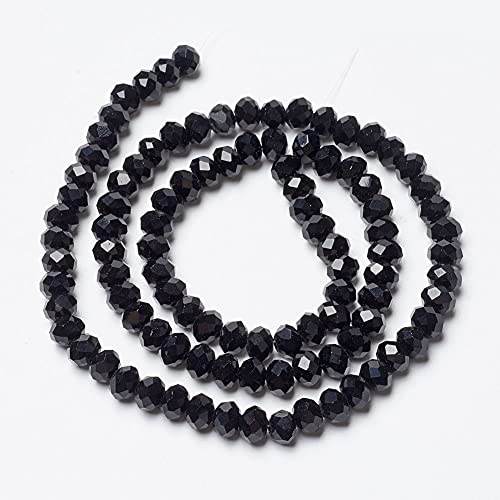 10 Strands Briolette Faceted Rondelle Glass Beads 8x6mm Opaque Glass Tiny Loose Beads 720pcs for Bracelets Jewelry Making - color: Black, size: 8x6mm