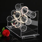 ChezMax Triple Tier Jewery Display Removable Bracelet Holder Jewelry Stand Necklace Stand Jewelry Towers and Watch Holder for Home Organization - color: D- Clear
