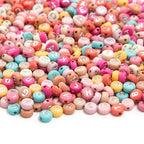 1000pcs 4x7mm Round Letter Beads Pink Acrylic with Silvery Letter Alphabet for Jewelry Making Friendship Bracelets (Pink Silvery) - color: pink silvery