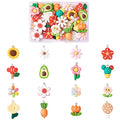 Cheriswelry Cup Cake Resin Pendants Lovely Food Sweet Dessert Dangle Charms Links Hanging Ornament with Metal Loop Fruit Pendants for Key Chains Bracelet Necklace Jewelry Making - color: Mixed Color-Flower*3