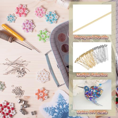 MECCANIXITY 200Pcs Plated Ball Head Pins Jewelry Making 24 Gauge 20mm Wire Head Pins Brass Ball Head Pins End Head Pins for DIY Craft Necklaces Bracelets Earrings, Silver and Gold - color: Silver and Gold, size: 20mm